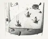 Jennifer Dolezel, On Waking up and Getting Ready for Work, lithograph, 18/20
