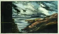 Inge Doesburg, Carey's Bay, Dunedin, mixed media and gold leaf on paper