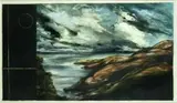 Inge Doesburg, Carey's Bay, Dunedin, mixed media and gold leaf on paper