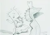 Pat Hanly, Screaming Child - Confused Mother, graphite on paper