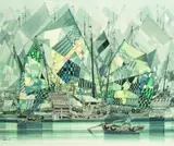 Chan Kau On, Aberdeen Harbour, watercolour