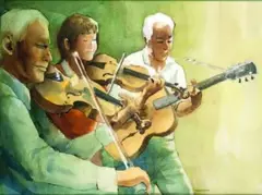 The Musicians by Peter McIntyre, watercolour, sold Sep 2010