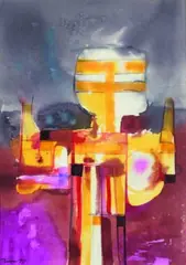 Abstract Composition by Dennis Knight Turner, watercolour and ink on paper, offered Sep 2010