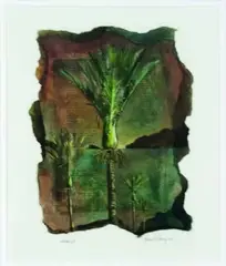 Brian Strong, Nikau 23, mixed media on rag paper