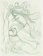 Large Scale Study for Fugitive Night by Anna Lois White, graphite on paper, offered Sep 2010