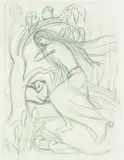 Anna Lois White, Large Scale Study for Fugitive Night, graphite on paper
