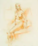 Anna Lois White, Nude, oil pastel on paper