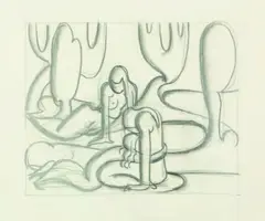 Study for The Bathers by Anna Lois White, graphite on paper, sold Sep 2010