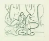 Anna Lois White, Study for The Bathers, graphite on paper