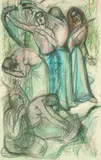 Anna Lois White, Study for By the Waters of Babylon, graphite and pastel on paper, 1954