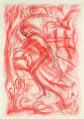 Mid Scale Study for Fugitive Night by Anna Lois White, contÃ© crayon and pencil on paper, offered Sep 2010