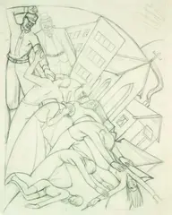 Working Drawing for Collapse by Anna Lois White, graphite on paper, 1944, sold Sep 2010