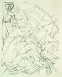 Anna Lois White, Working Drawing for Collapse, graphite on paper, 1944