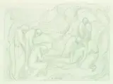 Anna Lois White, Christ with the Disciples Coming Down from the Cross, graphite on paper