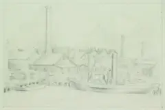 Study of an English Port by Anna Lois White, pencil drawing, sold Sep 2010