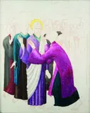 Anna Lois White, The Betrayal of Christ by Judas Iscariot, oil and pastel on canvas
