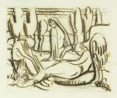 Study for The Bathers by Anna Lois White, ink and graphite on paper, sold Sep 2010