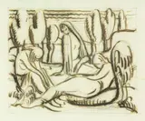 Anna Lois White, Study for The Bathers, ink and graphite on paper