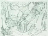 Anna Lois White, Diana the Huntress, pencil drawing