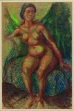 Anna Lois White, Seated Female Nude, pastel and pencil on paper