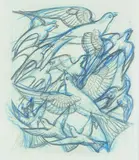 Anna Lois White, Study for The Singing Birds, pastel and pencil on paper