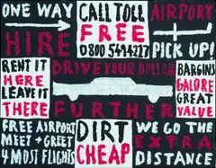 Dirt Cheap by Peter Robinson, acrylic and oilstick on canvasboard, sold Jul 2010