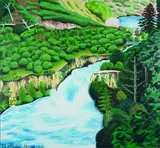 The Huka Falls by Dick Frizzell, oil on board, sold Jul 2010
