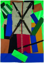 Donald Sinclair Driver, Bundespost West, mixed media and found objects on vinyl
