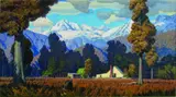 Marcus King, View of the Southern Alps from the West Coast, oil on board, circa 1952