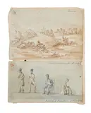 Denzil Ibbetson attributed, Sketches relating to the Battle of Vimeira - Peninsular War, Sepia ink and wash on paper