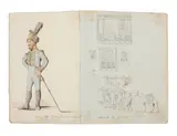 Denzil Ibbetson attributed, Two Lisbon Scenes, ink and watercolour/wash on paper