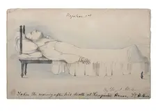 Denzil Ibbetson, Napoleon on his Deathbed, Lithograph and watercolour on paper