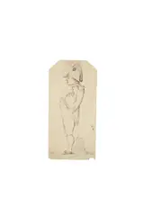 Denzil Ibbetson, Napoleon Standing in Profile wearing the Bicorn, sepia ink sketch on paper