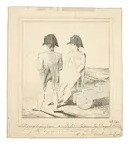 Denzil Ibbetson attributed, Two views of Napoleon leaning on a Cannon and from the Rear, engraving on paper