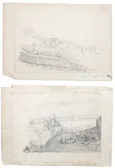 Denzil Ibbetson, Two sketches of the Ruins of St. Helena Amateur Theatre. 1821, Graphite on paper