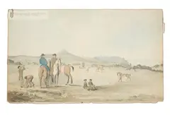 Denzil Ibbetson, The Racecourse on Dearwood (sic) Plains St. Helena*. 1821, watercolour on card