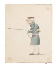 Denzil Ibbetson, Caricature of an Officer, watercolour on paper