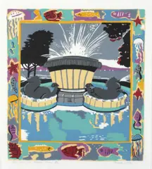 Pamela Wolfe, Fountain at Mission Bay, screeprint, 16/47