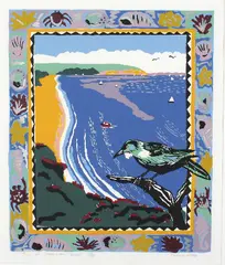 Pamela Wolfe, Tui at Cheltenham Beach, screeprint, 70/95