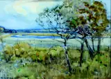 Margaret Stoddart, Waipara River, watercolour