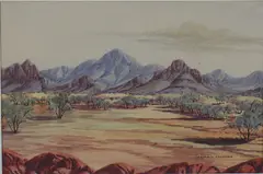 Benjamin Landara, Central Australian Landscape, watercolour