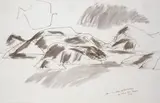 Ralph Hotere, Otago Peninsula from the Studio at Port Chalmers, ink and wash