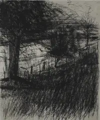 Dartington Landscape, Devonshire by John Drawbridge, etching, a/p, sold Jun 2010