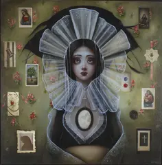 Sarah Dolby, The Expectant Seamstress, oil on linen