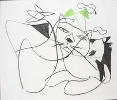 Abstraction with Cat by Louise Henderson, pastel on paper, offered Jun 2010