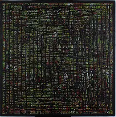 Peata Larkin, Untitled - Dark, acrylic on mesh on canvas