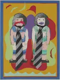 Donald Sinclair Driver, At the Beach, screenprint (119/150) with applied collage element