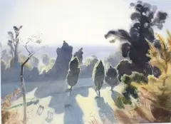 Untitled - Landscape by Austin Deans, watercolour, offered Jun 2010
