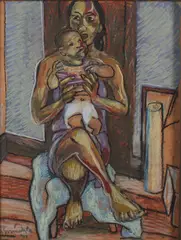 Murray Grimsdale, Mother and Child, pastel on paper