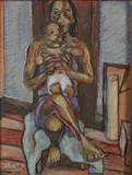 Murray Grimsdale, Mother and Child, pastel on paper